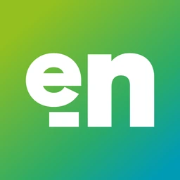 Ícone do aplicativo e-notariado: as letras e e n em branco sobre um fundo verde que vira azul